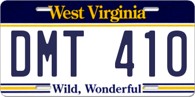 WV license plate DMT410