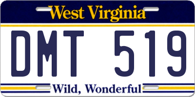 WV license plate DMT519