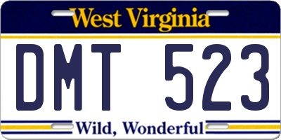 WV license plate DMT523