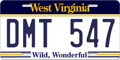 WV license plate DMT547