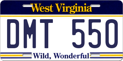 WV license plate DMT550