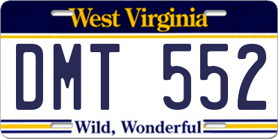 WV license plate DMT552