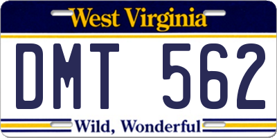 WV license plate DMT562
