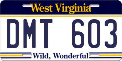 WV license plate DMT603