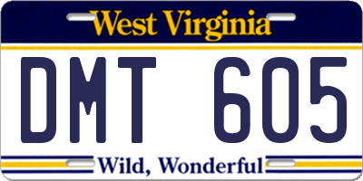 WV license plate DMT605