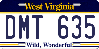 WV license plate DMT635