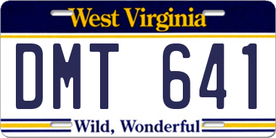 WV license plate DMT641