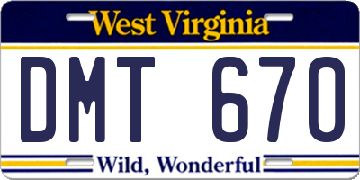 WV license plate DMT670