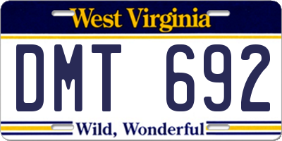WV license plate DMT692