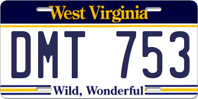 WV license plate DMT753