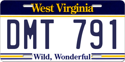 WV license plate DMT791