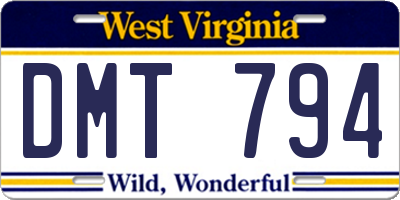 WV license plate DMT794