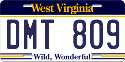 WV license plate DMT809