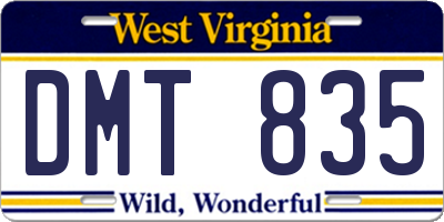 WV license plate DMT835