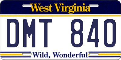 WV license plate DMT840