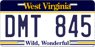 WV license plate DMT845
