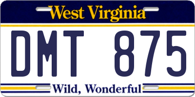 WV license plate DMT875