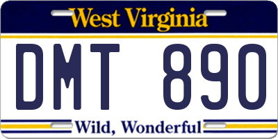 WV license plate DMT890