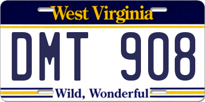 WV license plate DMT908