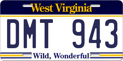 WV license plate DMT943
