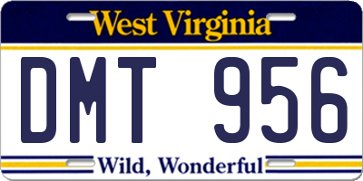 WV license plate DMT956