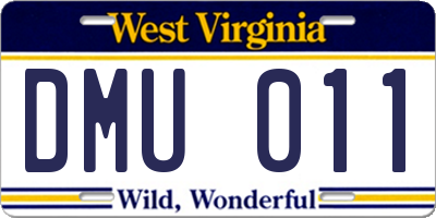 WV license plate DMU011