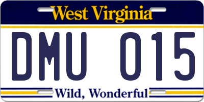 WV license plate DMU015