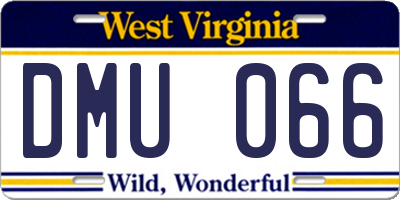 WV license plate DMU066