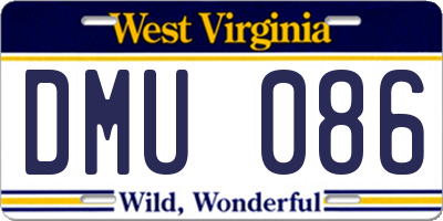 WV license plate DMU086
