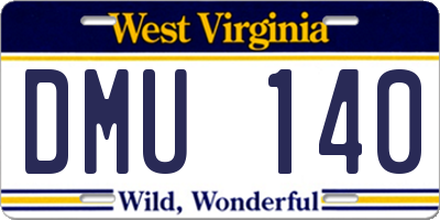 WV license plate DMU140