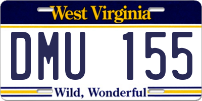 WV license plate DMU155