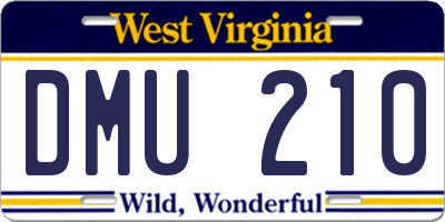 WV license plate DMU210
