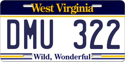 WV license plate DMU322