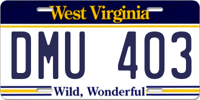 WV license plate DMU403