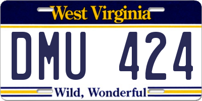 WV license plate DMU424