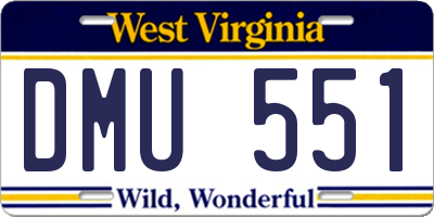 WV license plate DMU551