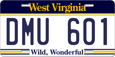WV license plate DMU601