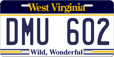 WV license plate DMU602