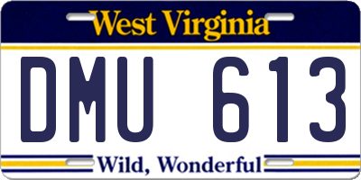 WV license plate DMU613