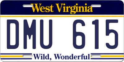 WV license plate DMU615