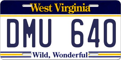 WV license plate DMU640