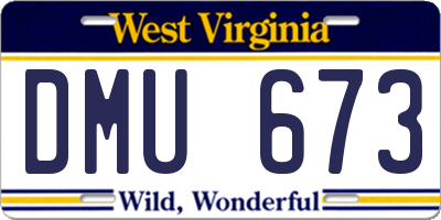 WV license plate DMU673