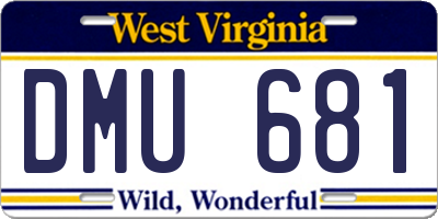 WV license plate DMU681