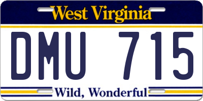 WV license plate DMU715