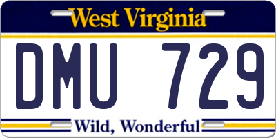 WV license plate DMU729