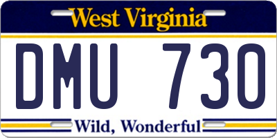 WV license plate DMU730