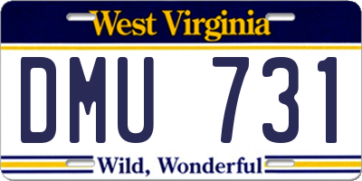 WV license plate DMU731