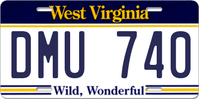 WV license plate DMU740