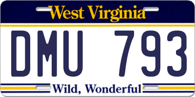 WV license plate DMU793