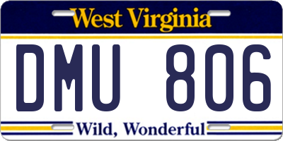 WV license plate DMU806